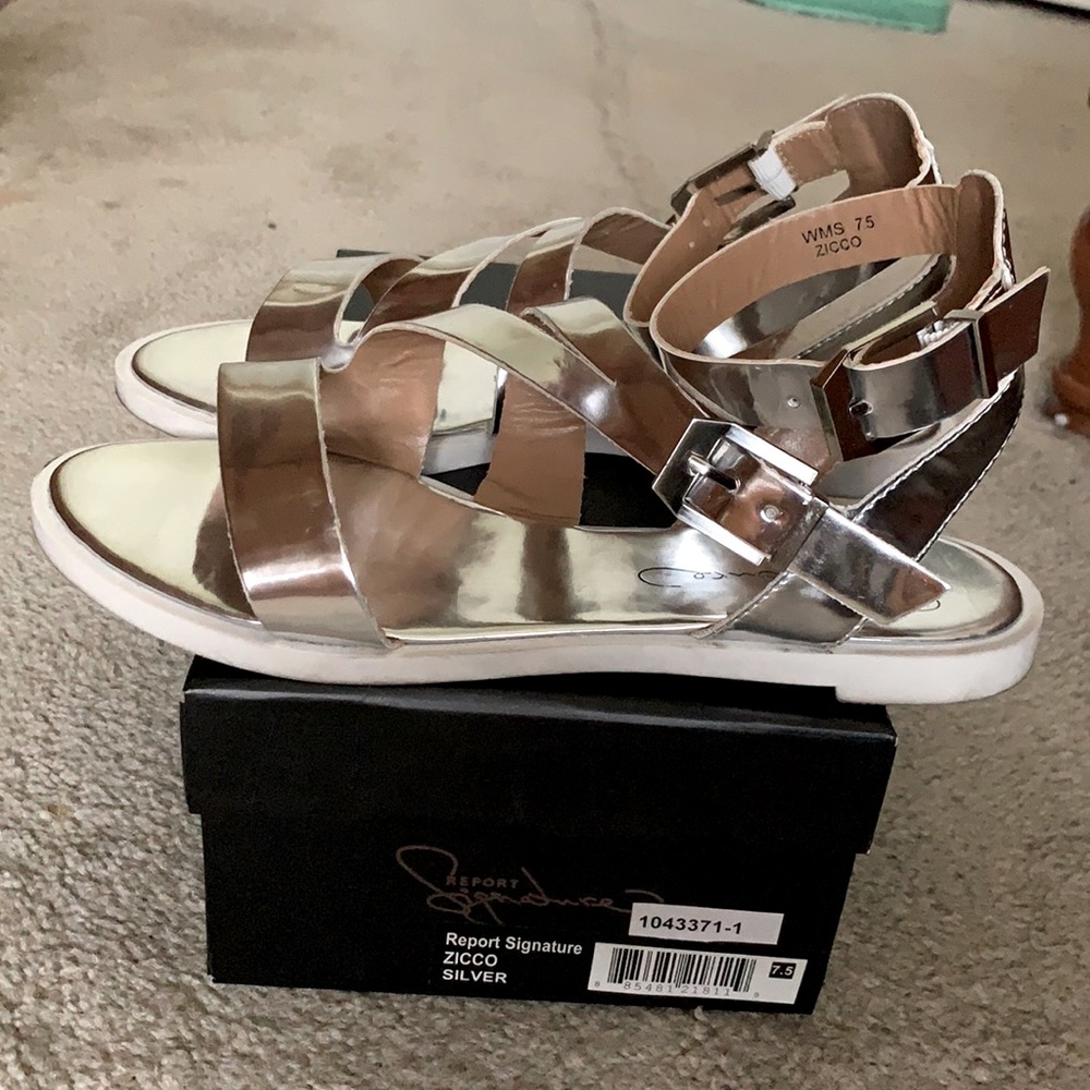 Report signature ZICCO metallic gladiator sandals